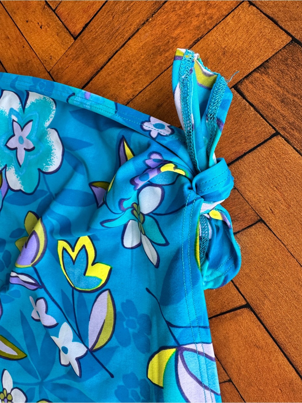 Sz M Y2K Victorias Secret Turquoise Floral Sarong Side Tie Mini Swim Coverup EUC - Picture 2 of 6